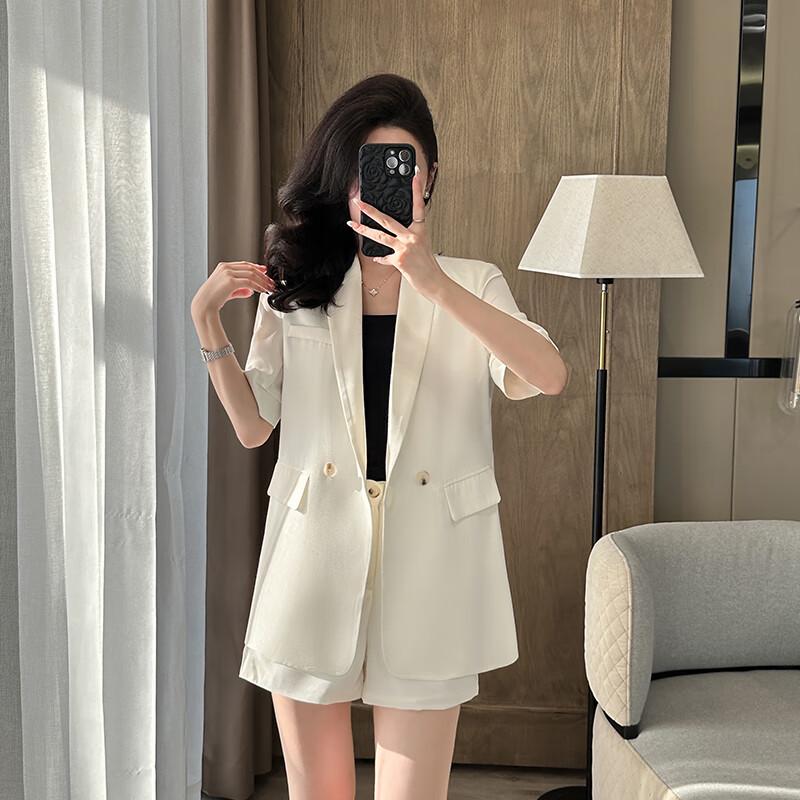 Women's Short Sleeve Suit Jacket & Shorts Set
