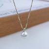 Single Round White Pearl Pendant Slim Box Chain Women Minimalist Clavicle Necklace