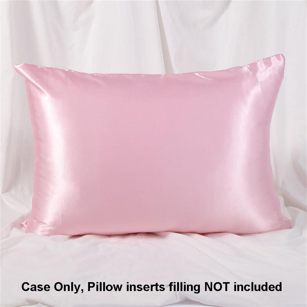 1pc Simulated Silk Smooth Plain Pillowcase Soft Double-sided White Black Grey Khaki Blue Pink Pillow Case Skin Friendly Bedding