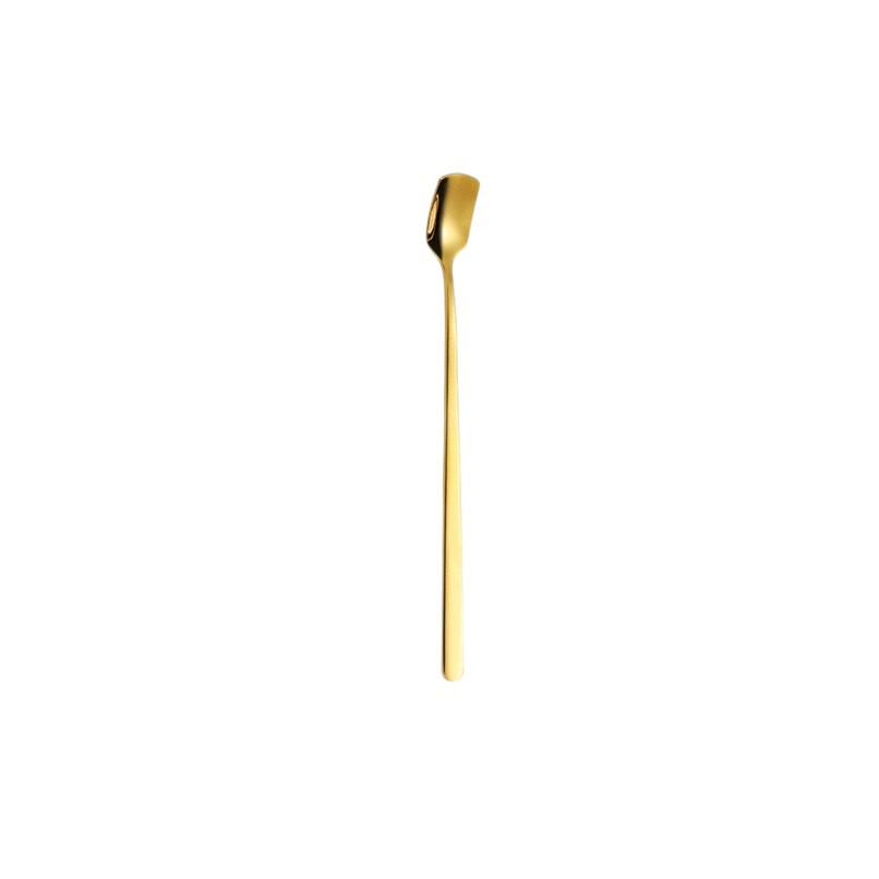 304 Stainless Steel Long-Handled Square Head Spoon - Ideal for Honey, Stirring, Ice, Bar, and Western Tableware