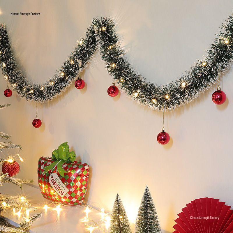 Christmas Decoration Garland: Ribbon, Leaves, Snowflakes, Tinsel, for Windows and Trees.