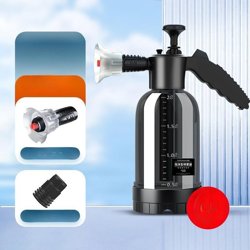 

2L Manual Pneumatic Foam Cannon - 3 Nozzle Modes for Car Wash & Window Cleaning, Thick Snow Foam Sprayer with Adjustable чорний