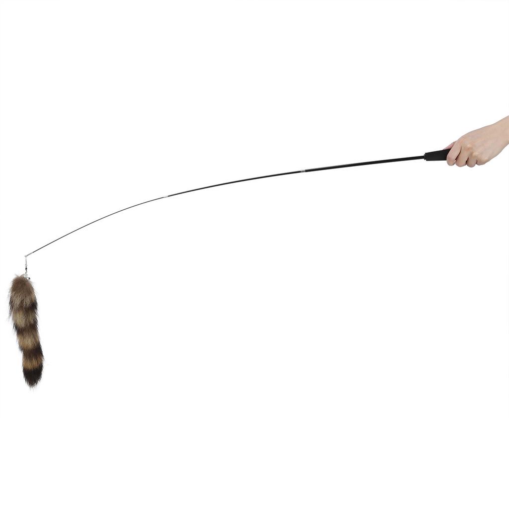 Retractable Cat Wand Stick Toy with Soft Tail Handle for Interactive Cat Play 95cm