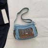 Vintage Denim Embroidered Tote Bag Women's Large Capacity Shoulder Handbag