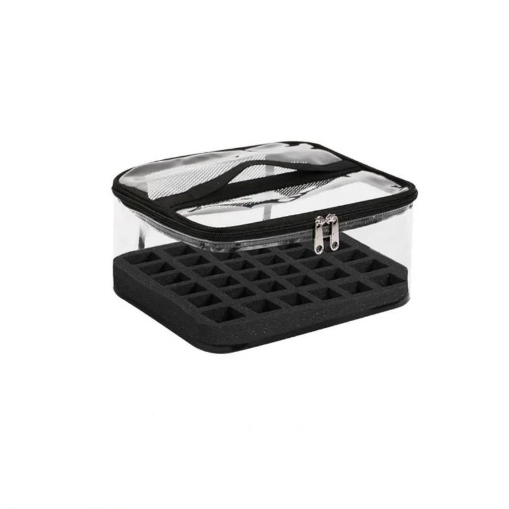 PVC Nail Polish Storage Bag Hand-held Clear Nail Polish Organizer 36 Bottles Holder Large Capacity Cosmetic Bag