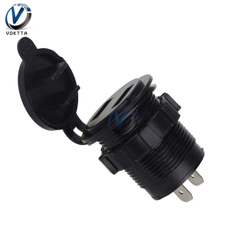 Car Charger Dual USB Port Multifunction LED Digital Display Voltmeter Waterproof Mobile Phone Smart Charging Socket Adapter