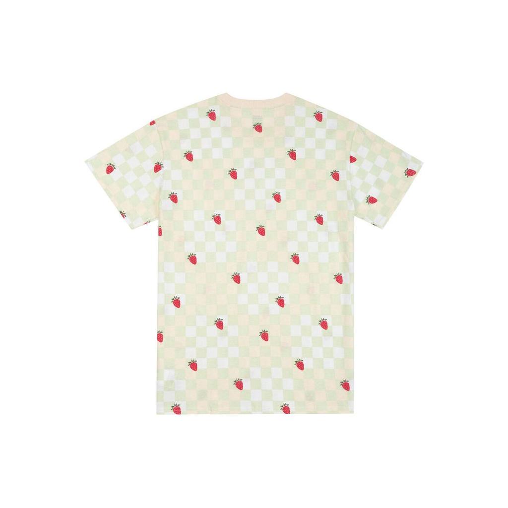 Vans Checkerboard Strawberry Print Crew Neck Short Sleeve T-Shirt Women T-Shirts Light-Green VN00091QC1A