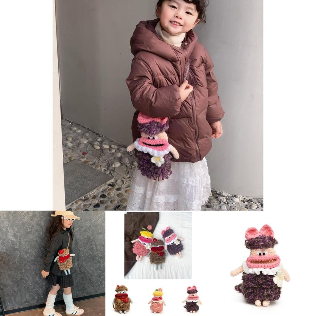 Cute And Funny Handcrafted Crochet Crossbody Bag For Children With Airy Material