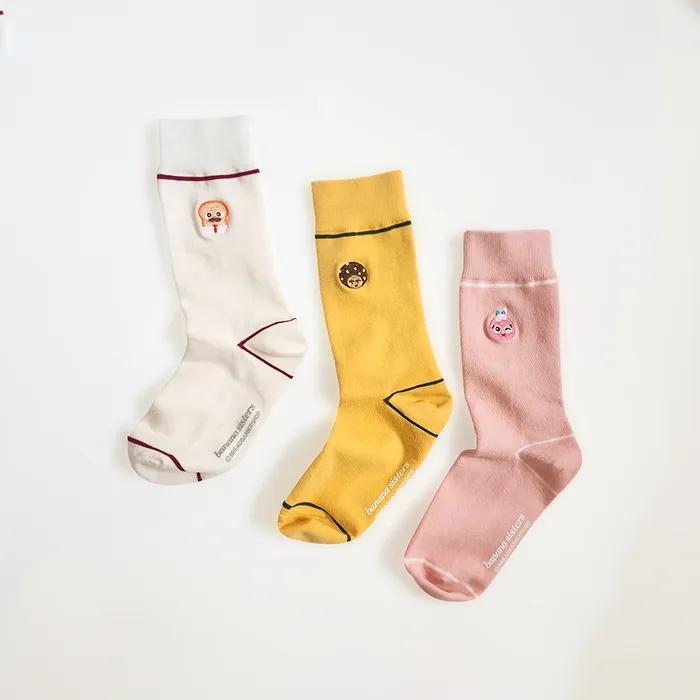 [2SET] [Bread Barbershop x Banana Sisters] Milk Character Line Socks 3 Colors