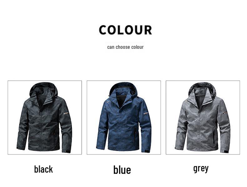 Men's Trendy Camouflage Windbreaker: Spring/Autumn Loose Fit Jacket with Detachable Hood for Casual or Workwear.