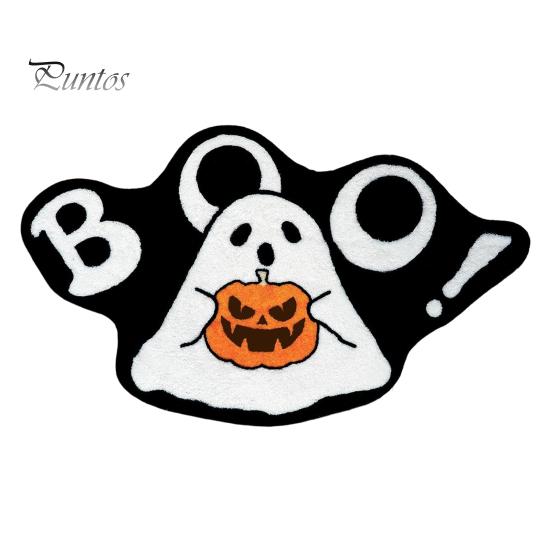 

Коврик для ванной на Хэллоуин, мягкий плюшевый коврик для ванной с тыквой-призраком, нескользящий, впитывающий воду, напольная подушка, готический декор для ванной комнаты 50x80cm белый/жёлтый