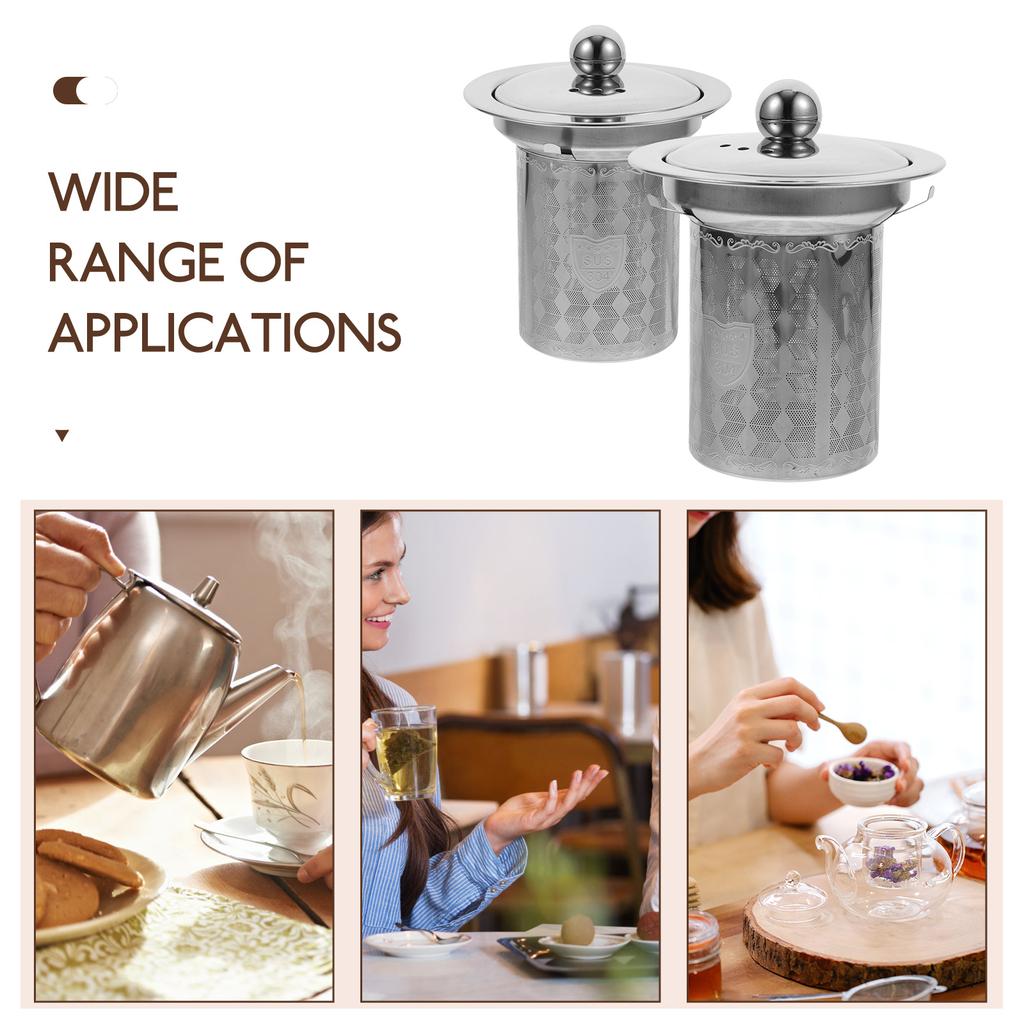 2Pcs Metal Tea Infuser Fine Mesh Strainer Stainless Steel Wide Application Brew Tea Filter Strainer for Teapot