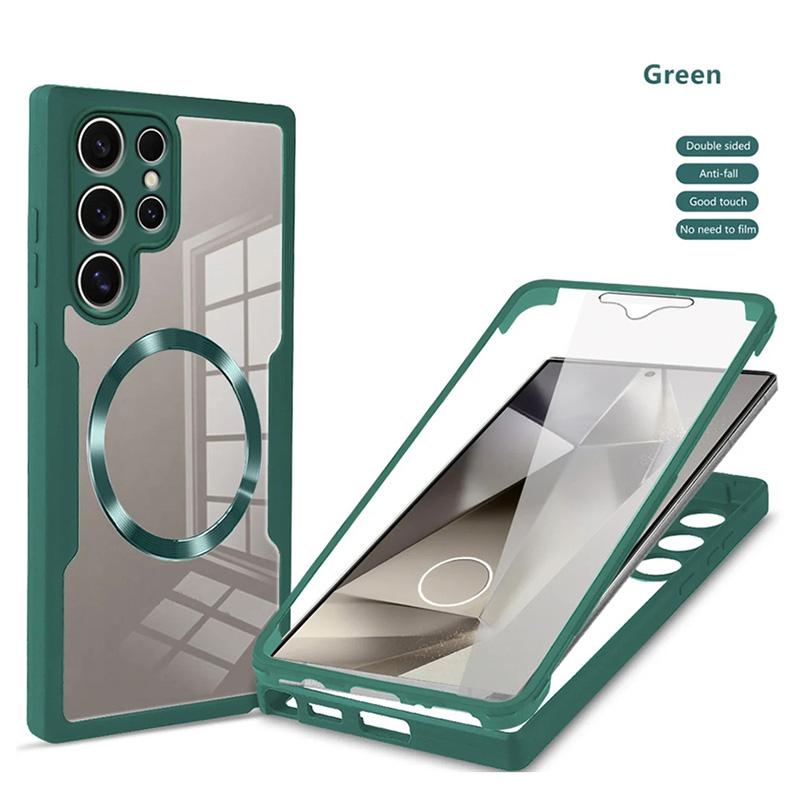 For Magsafe 360 Full Body Front Back Clear Phone Case For Samsung Galaxy S25 S24 S23 S22 Ultra Plus S21 FE Magnetic Cover