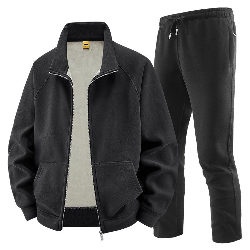 Men Sets Fleece Jacket + Pants Warm Winter Tracksuit Male Sweatshirt  2 Piece Suit Casual  Cashmere Sportswear