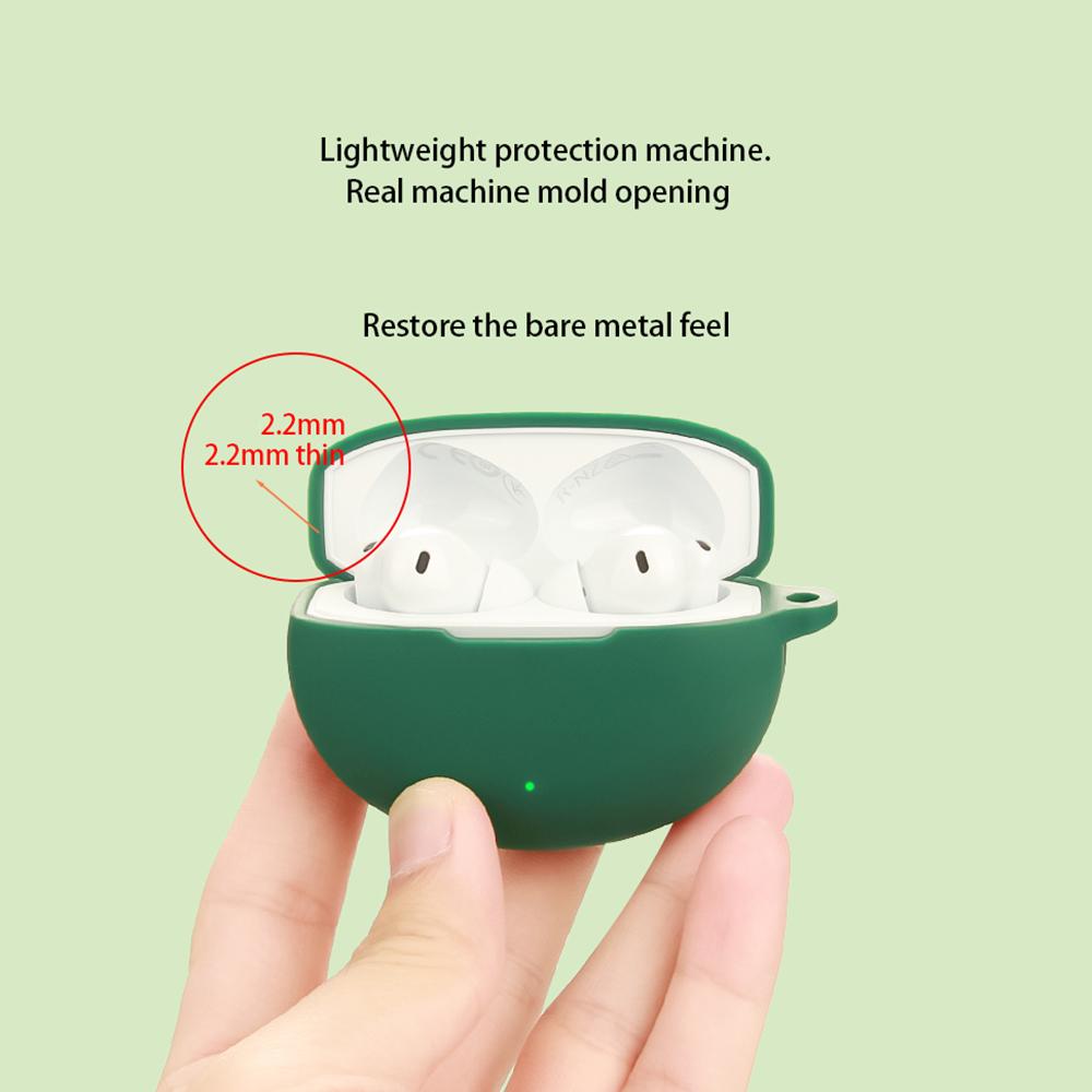 For Oppo Enco Free4 Silicone Case Wireless Earphones Protective Cover with Anti-Lost Buckle