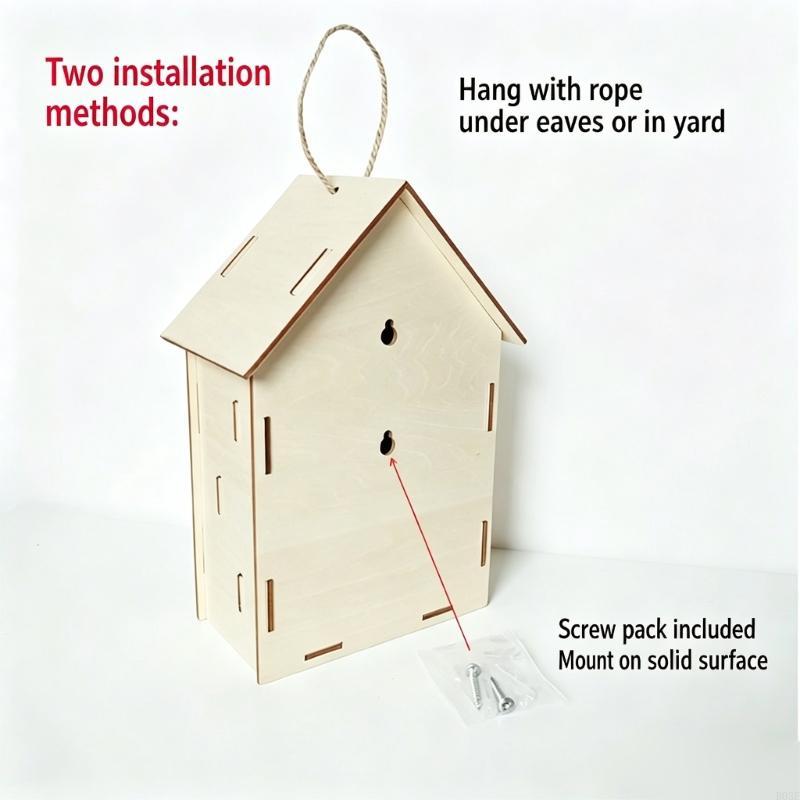 Hanging Bat Shelter House In Construction, Outdoor Bat House for Quiet Tree Placement In Backyard or Yard Use B03E