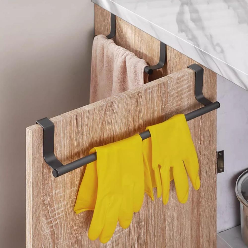 Towel Rack No-Drill Bathroom Kitchen Over Cabinet Door Hanging Shelf, Space-Saving Shower Corner Organizer for Towels & Clothes