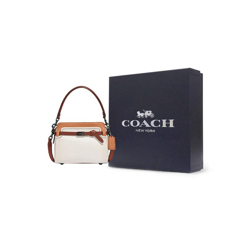New COACH Tate Leather Handbag, Shoulder Bag, Crossbody Bag Women's White, Brown & Multicolor C2586-V5SBJ
