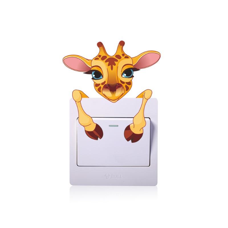 Cute Cartoon Animal Switch Stickers - Living Room & Kids Bedroom Wall Decoration for Light Switch Giraffe Panda Cat Home Decor