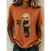 Fashion Women Retro Creative Ghost Print T Shirt Funny Casual O-neck Short Sleeves T-shirt Summer Female Tee Shirt Halloween Limited Edition