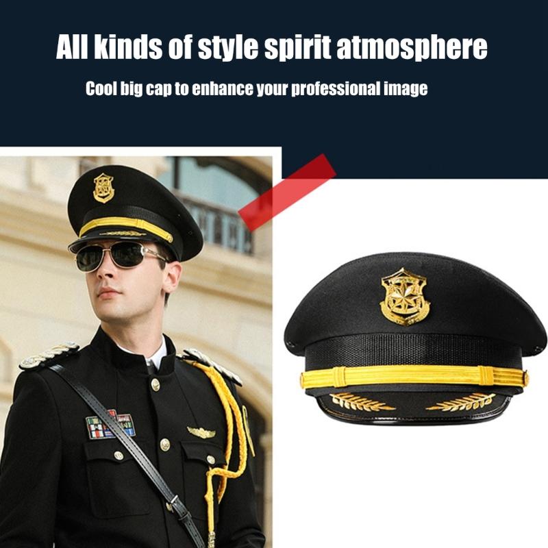 Roleplay Uniform Hat Unisex Adult Security Guard Hat Party Gathering Hat Wide Brimmed Hat