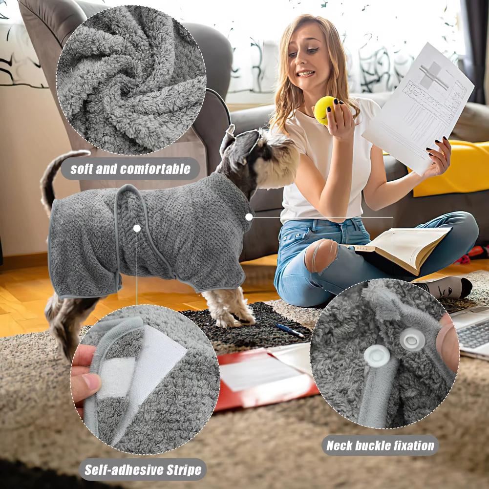 Dog Drying Coats,Super Soft Pet Dog Bathrobe Towel for Small Medium Large Dogs Dressing Gown Adjustable Microfiber Dog Hair