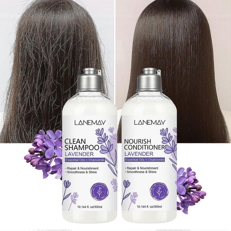 Lavender Hair Shampoo and Conditioner Set, Smoothing And Volumizing Shampoo Lavender Nourishing Shampoo Herbal Shampoo For Scalp Vitality And Gentle C
