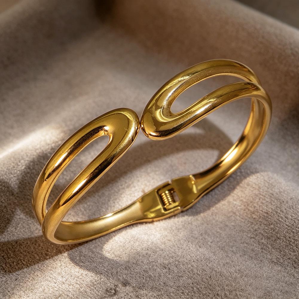 European and American Bracelet Fashion Glossy Simple Light Luxury Spring Open Bracelet for Women
