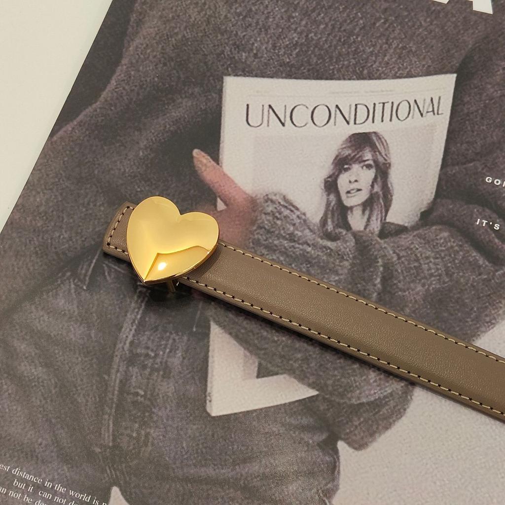 Color Love Cowhide Belt Women'S Korean Heart-Shaped Wide Waist Sealing Belt
