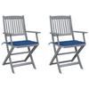 Day and Night - Day and Night Folding Garden Chairs 2 Pcs Cushions Solid Acacia Wood
