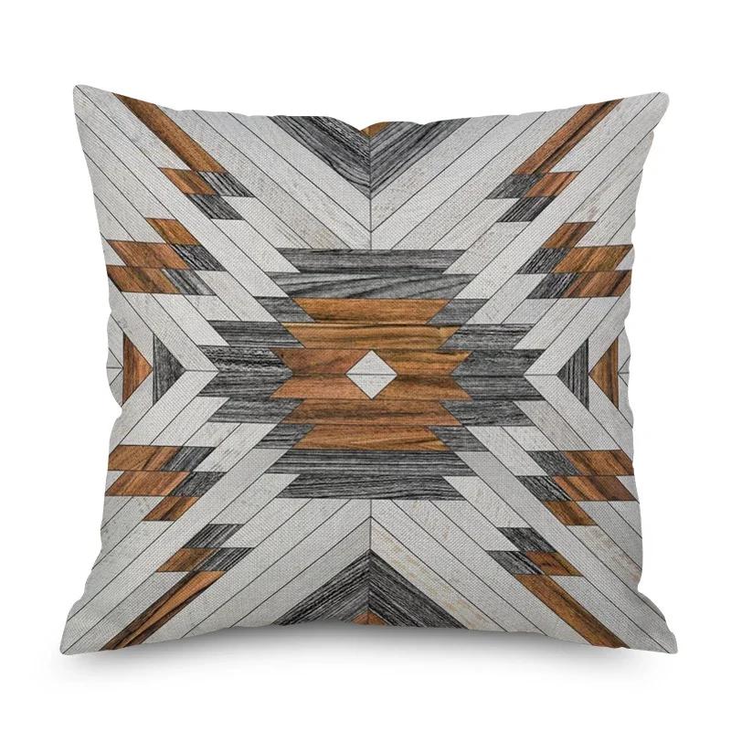 Home Decor Nordic Christmas Brown Geometric Ornament Pillowcase Sofa Chair Printed Car Cushion Cover funda de almohada