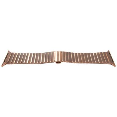 Bracelet Montre - MY-MONTRE - Compatible Apple 42/44/45/49mm - Acier Inoxydable Doré Rose - 185 Mm - Attache À Ressort
