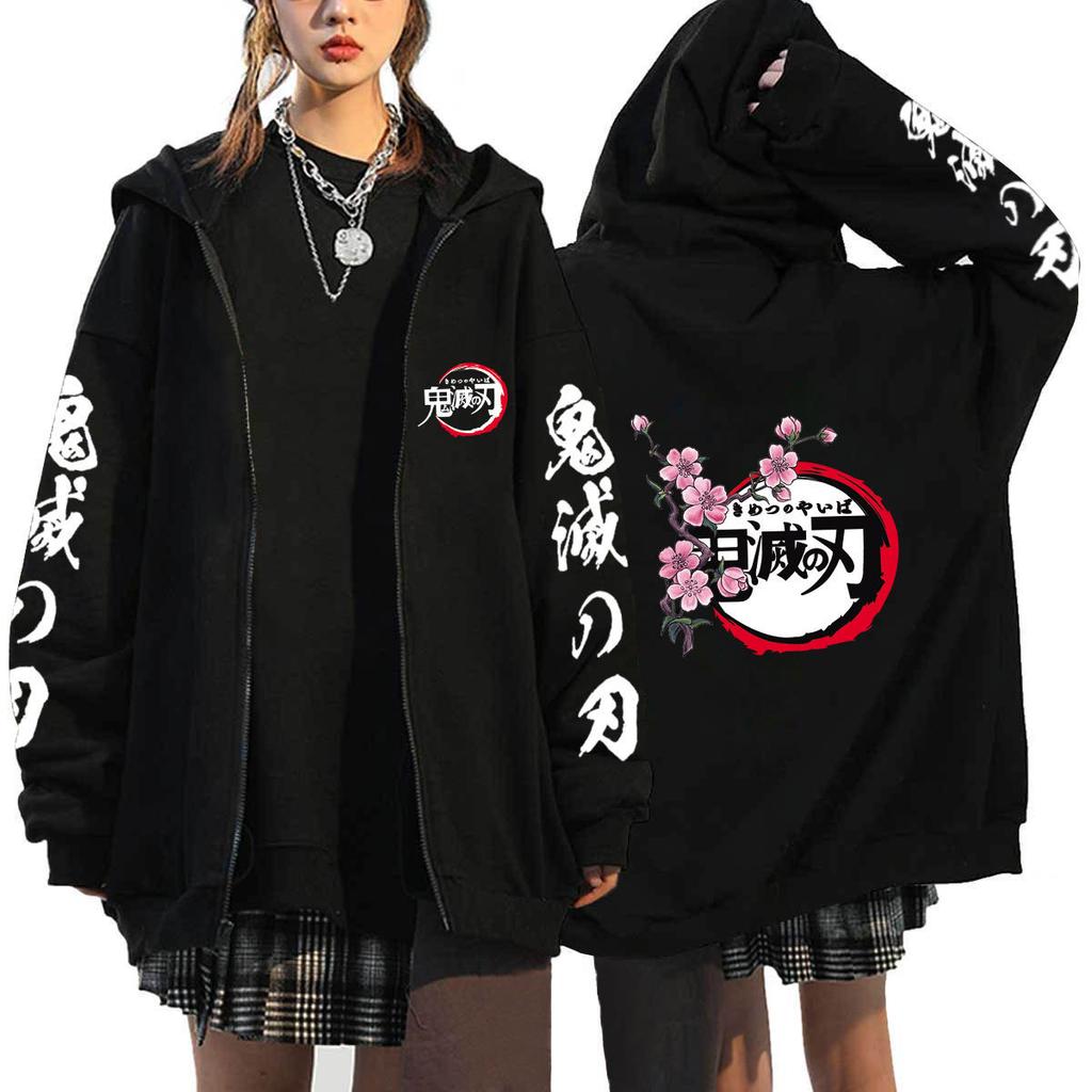 Japan Cartoon Comics Demon Slayer Printed Zip-Up Sweatshirt Unisex Fashion Hoodie/Jacket 0041
