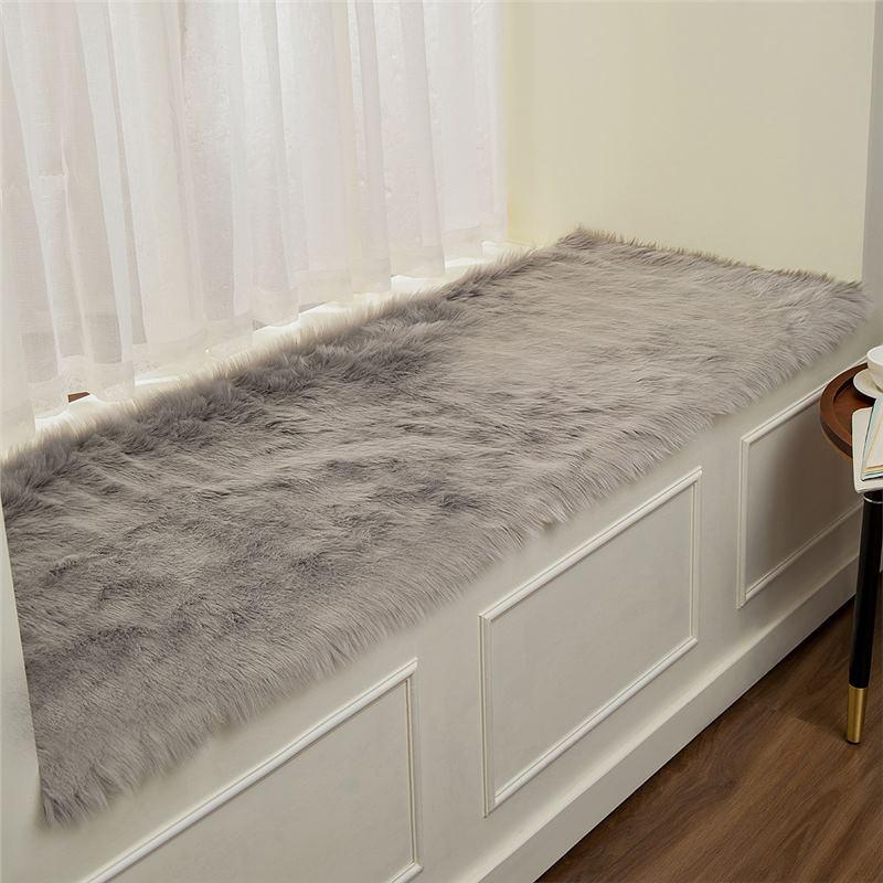 Nordic Faux Wool Plush Window Cushion & Blanket Mat for Bedroom or Balcony