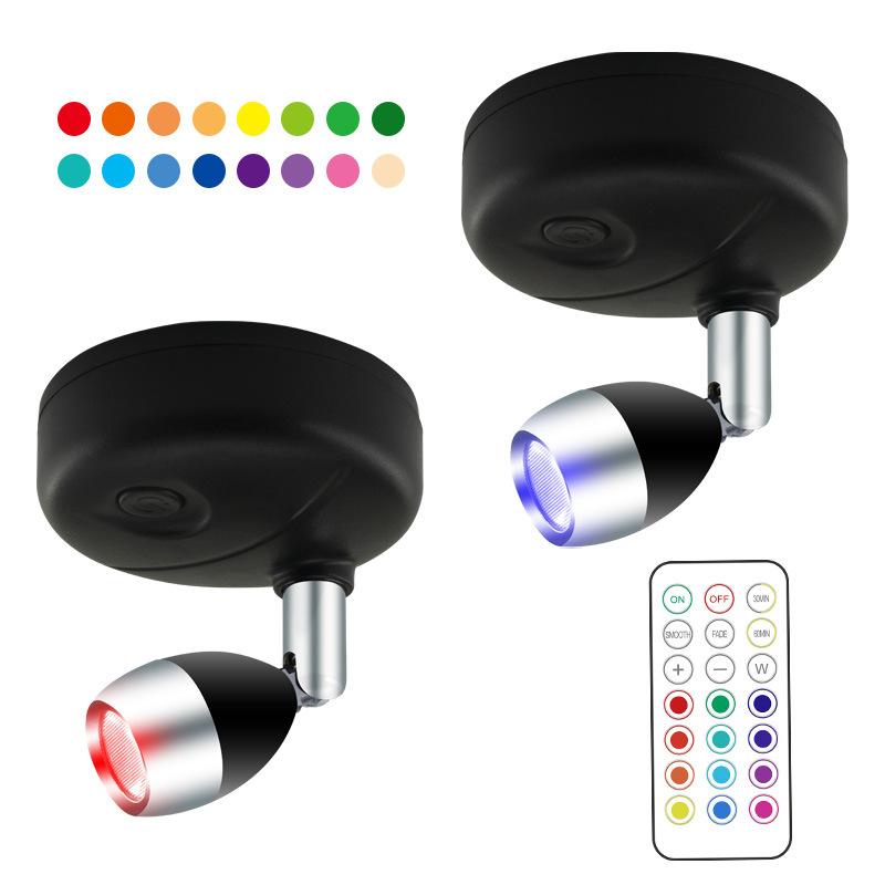 Remote Wireless LED Spotlights Rotatable Accent Lights Battery Powered Puck Picture Lights Indoor Closet Lights Wall Lamp