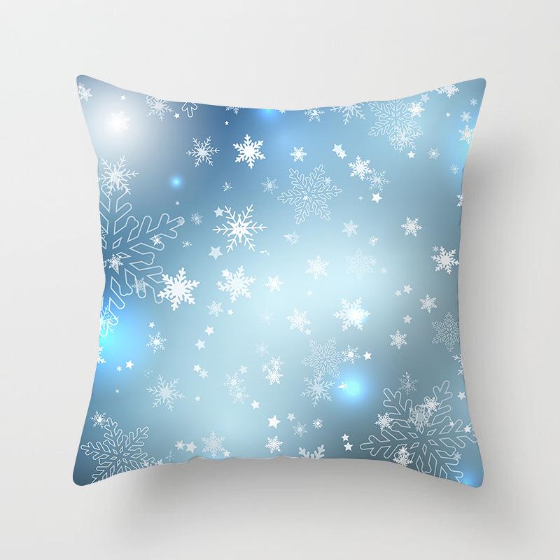 Wish Home Christmas Snowflake Digital Printing Peach Skin Car Pillow Cushion Pillow Case