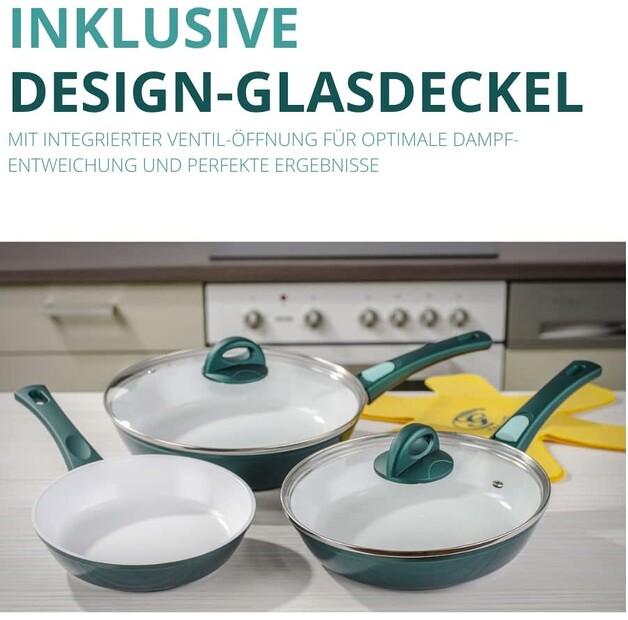 Набор сковородок Genius Cerafit Fusion, 7 предметов, изумрудно-зеленый (A24255)