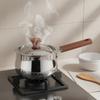 Infant Meal Pot Three-Layer Construction Stainless Steel Milk Pot Wood Handle Saucepan No Chemical Coatings Sauce Pan