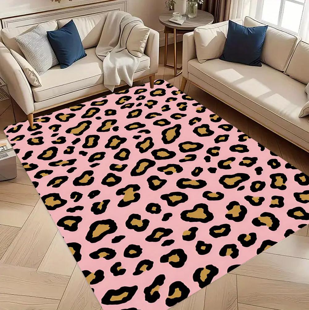 

Pink Gold Leopard Print Area Rug Non Slip Washable Floor Mat for Living Room Bedroom Dressing Room Bathroom Laundry Room Bedroom 40cm x 60cm