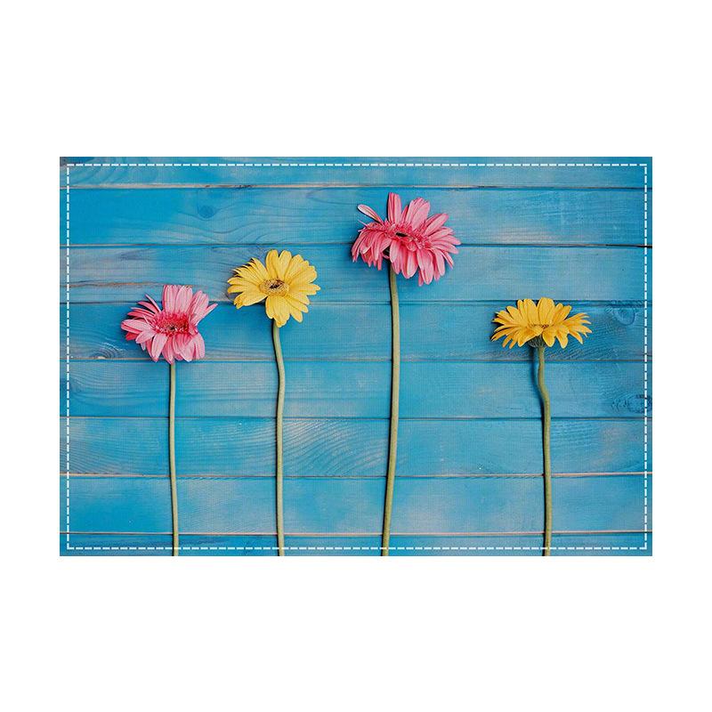 New Rustic Linen Placemats with Pink Flowers Printed Rectangular Insulation Mats Kitchen Dining Room Decorative Table Mats