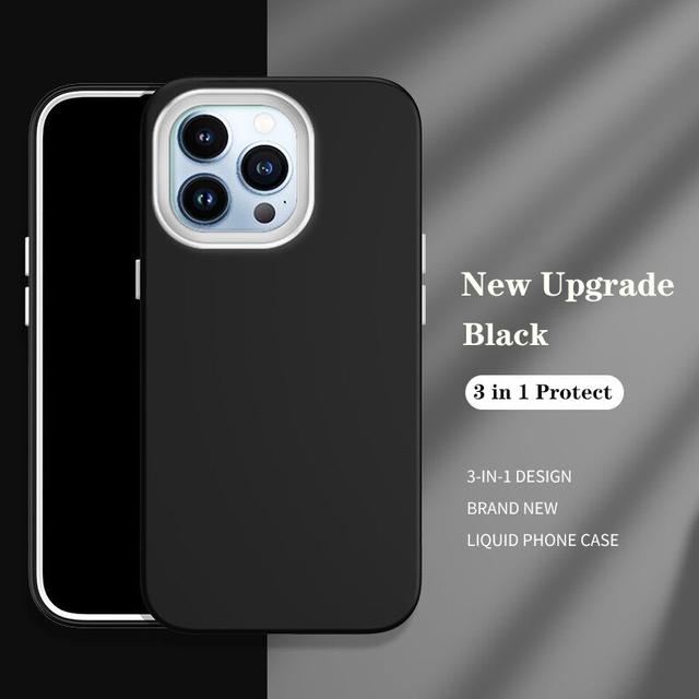 Original Liquid Silicone 3 In 1 Shockproof Armor Case For Iphone 12 13 Mini 11 Pro Xs Max X Xr Se3 7 8 6s Plus Se2 Soft Bumper