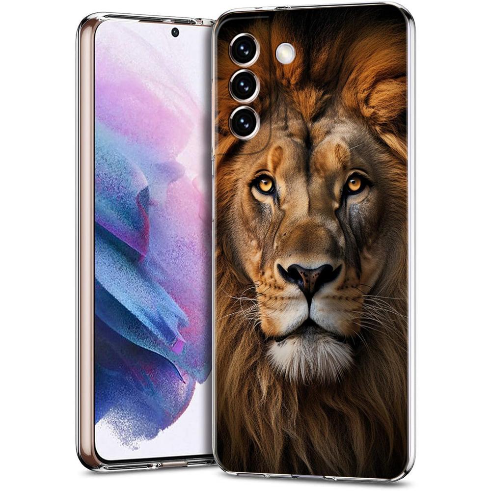 The Lion Phone Case for Samsung Galaxy S24 S23 S22 S20 S21 FE Ultra S24 S23 S10 S10E S9 S8 Plus 5G Transparent Shell Capas Bags
