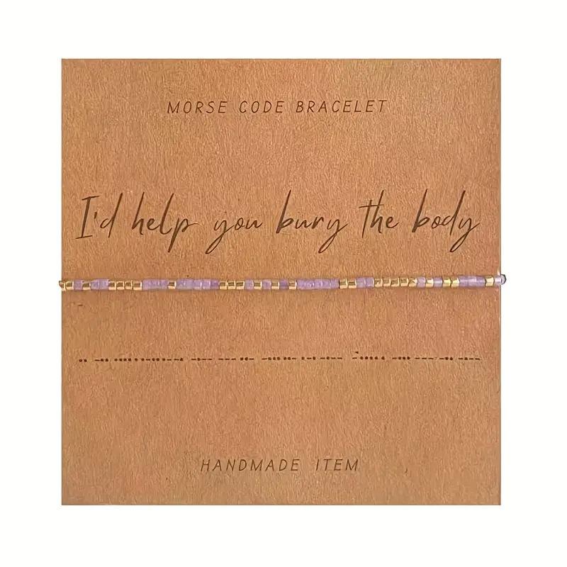 JYL TS Bracelet  Bohemian Morse Code Weave With Card Invokes Mystery & Connection