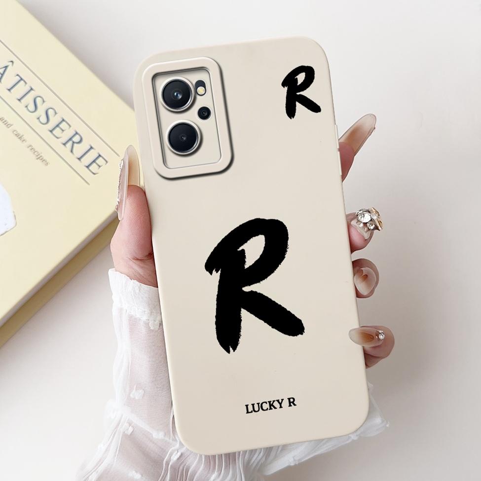 For Realme 9i 4G RMX3491 Cover For Realme 9i 4G Case Simple Fashion Luxury Letters A-Z Pattern Design Silicone Shockproof Bumper
