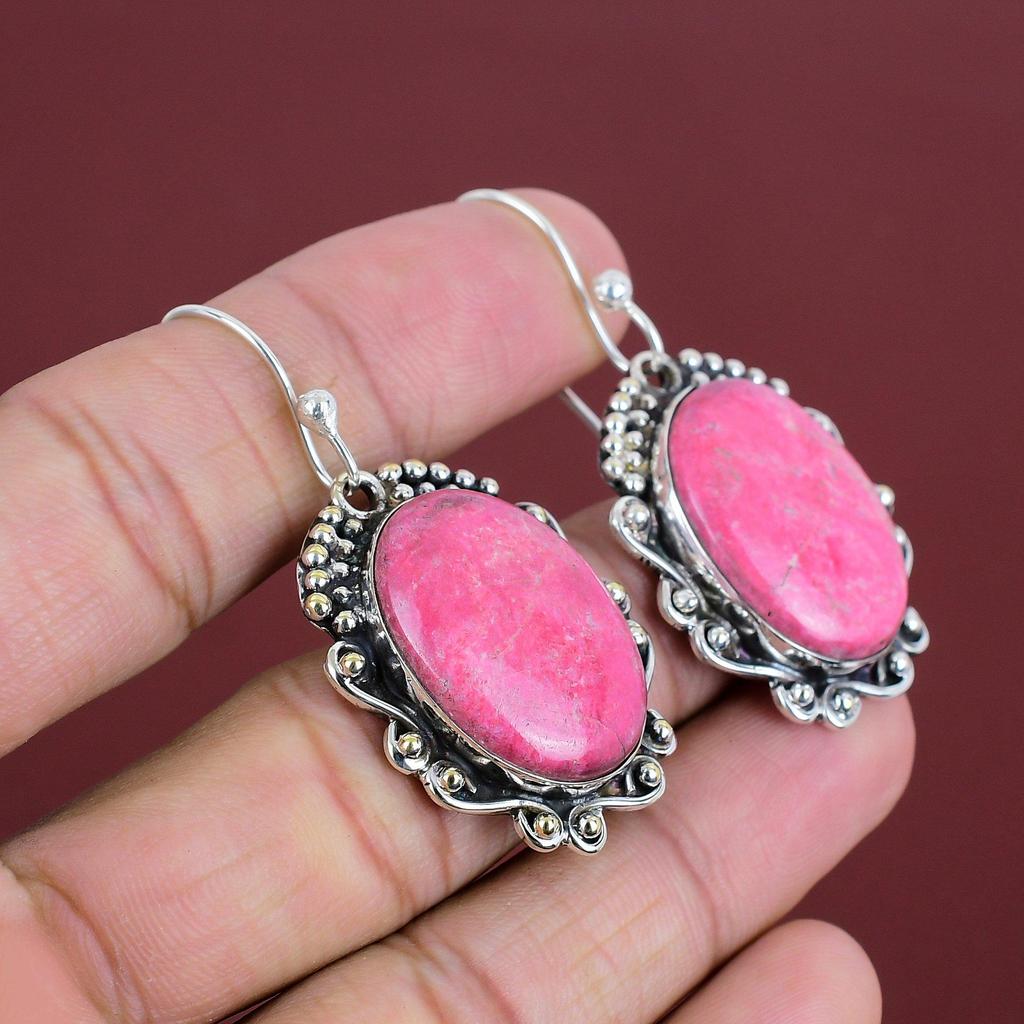 Thulite Earring 925 Sterling Silver Earring Amazing Jewelry Genuine Gemstone Earring Handmade Thulite Jewelry Gifts For Women Unique Earring