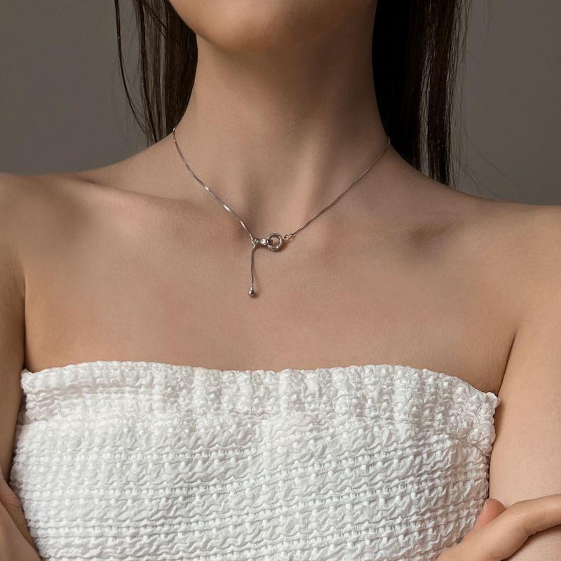

Kansai New Size Ring Necklace Women s Thin Clavicle Chain Niche Normcore Bag Japanese and Korean Accessories Elegant Jewelry Chain length about 43cm + extended chain about 5cm