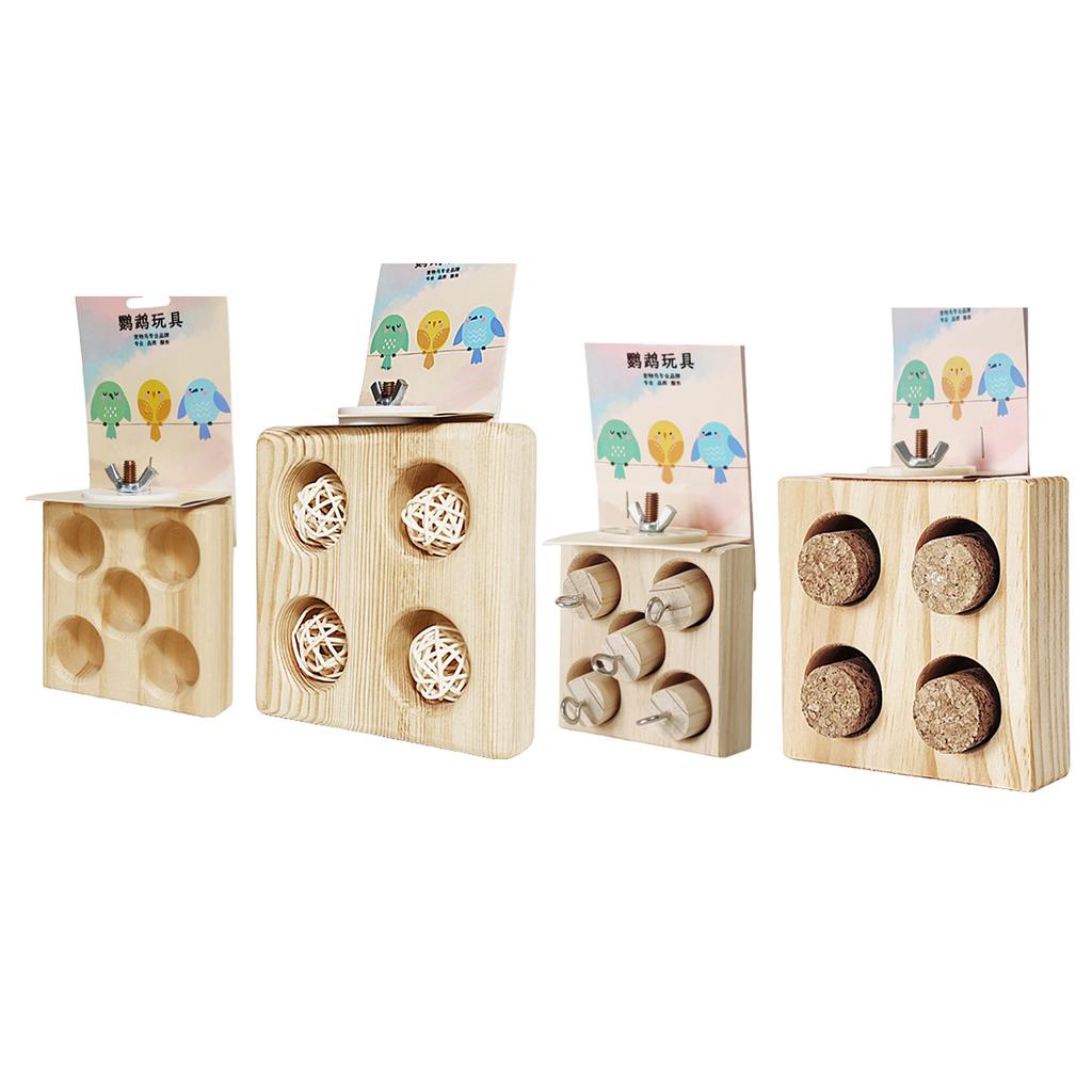 Natural Wood Parrots Foraging Toy with Jumping Platform Pet Bird Accessory Enhances Bird Intelligence and Activity