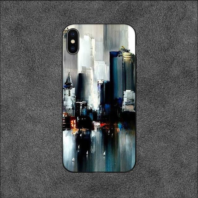 Oil Pinting Street Phone Case For Iphone 11 12 Mini 13 14 Pro Xs Max X 8 7 6s Plus 5 Se Xr Shell