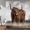 Highland Cow Shower Curtain Rustic Farmhouse Cattle Butterfly Farm Animals Flowers Plants Cowboy Boots Bathroom Decor With Hooks