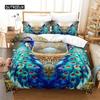Duvet Cover Peacock Exotic Birds Animals Quilt Cover Polyester Feather Butterfly Flowers Bedding Set King For Girls Teen Room